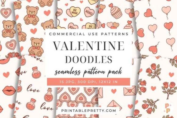 15 Romantic Valentine Digital Papers