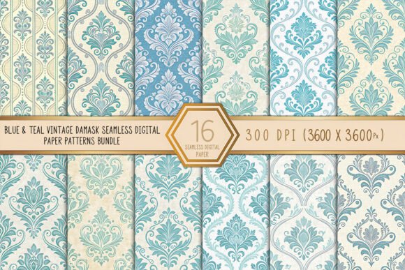 Blue Teal Vintage Damask Seamless: A Timeless Addition to Modern Design