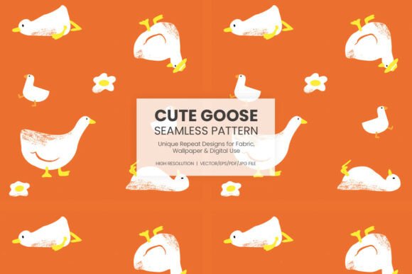 Bring Whimsy to Your Designs with the Cute Goose Seamless Pattern Vector