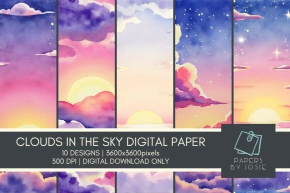 Clouds Sky Background Digital Paper: A Versatile Resource for Creatives and Entrepreneurs