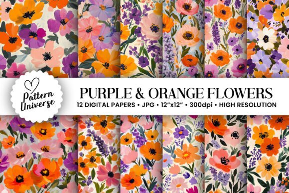 Colorful Spring Flowers Digital Papers