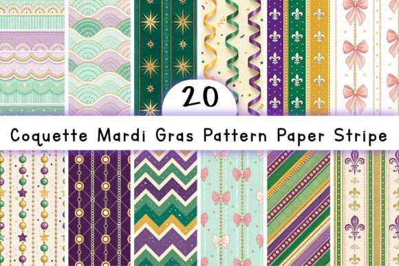Coquette Mardi Gras Pattern Paper Stripe