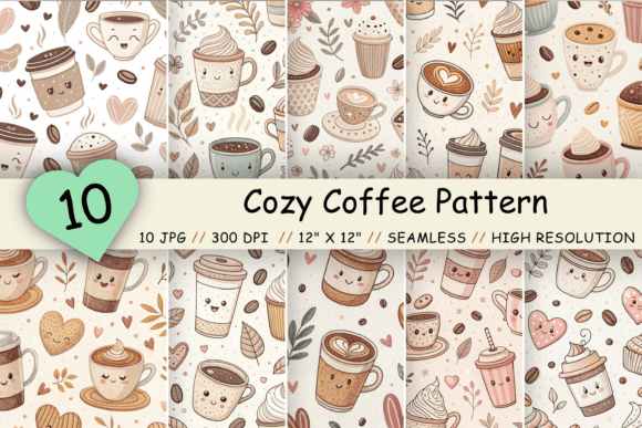 Cute Coffee Seamless Digital Paper Pack: A Creative Essential for Coffee Lovers