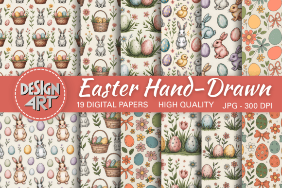 Easter Hand-Drawn Seamless Pattern
