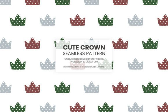 Enhance Your Creative Projects with the Cute Crown Seamless Pattern Vector