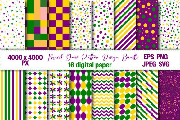 Explore the Vibrant World of Mardi Gras Pattern Design Bundle