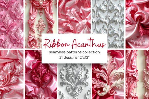Floral Ribbon Digital Paper Bundle