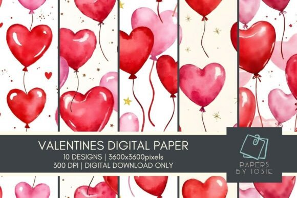 Heart Balloons Pattern Digital Paper: A Creative Essential for Every Project