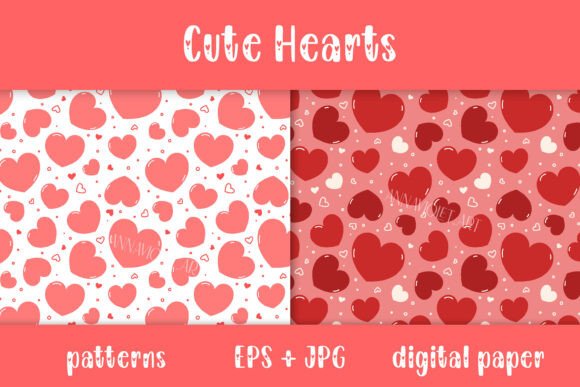 Heart Digital Paper Cute Valentines Day
