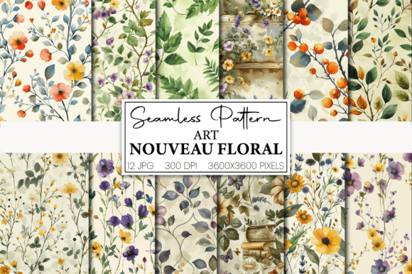 Nouveau Floral Digital Paper: Elevate Your Designs with Timeless Elegance
