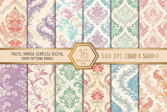 Pastel Damask Seamless Digital Paper