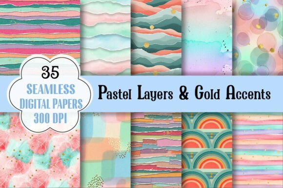 Pastel Layers Gold Accents Pattern
