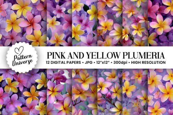 Pink and Yellow Plumeria Flower Pattern: A Vibrant Addition to Your Creative Projects