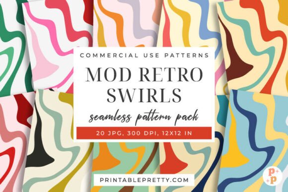 Reviving the Groove: The Mod Retro Swirls Digital Paper Pack for Modern Creatives