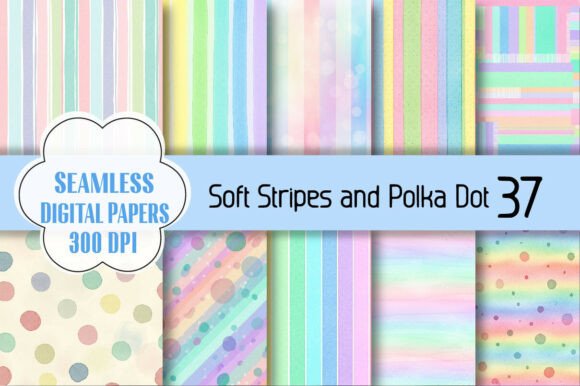 Soft Stripes and Polka Dot Digital Paper