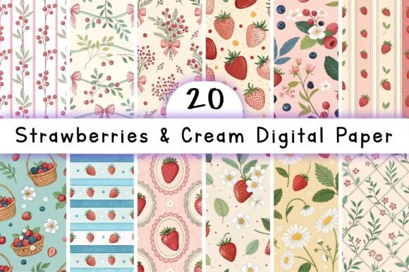 Strawberries Cream Digital Paper: A Versatile Creative Resource