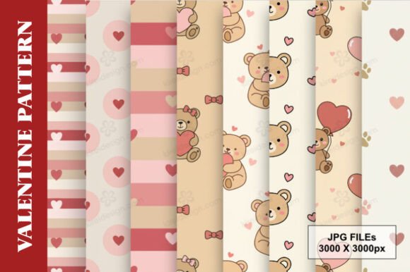 Valentine Bears Digital Paper Pack: A Soft and Stylish Choice for Valentine Crafts