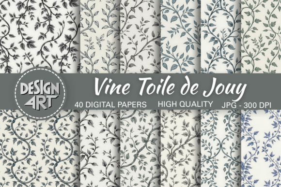 Vine Toile De Jouy Seamless Pattern