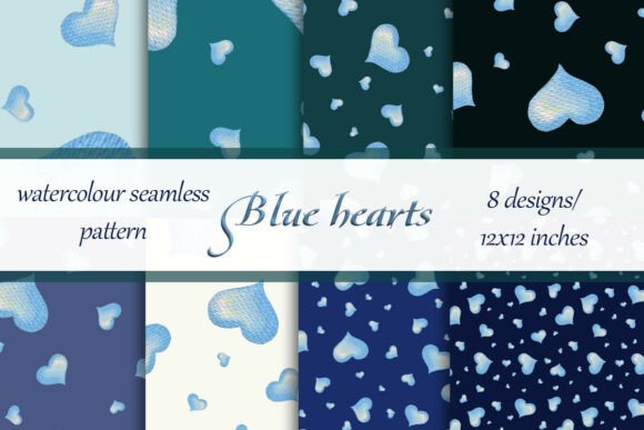 Watercolour Pattern Blue Hearts Love: A Touch of Elegance and Emotion