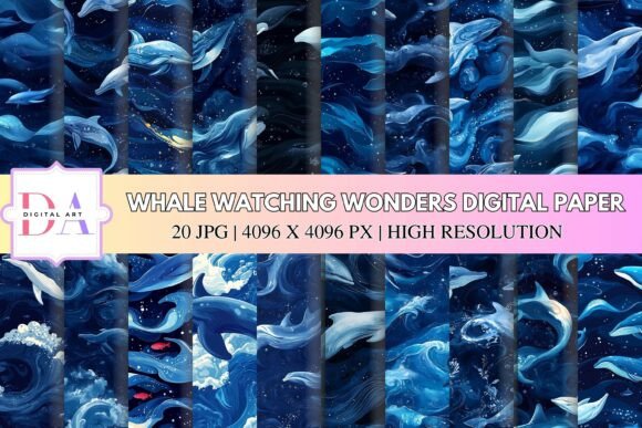 Whale Watching Wonders Digital Paper: A Canvas for Oceanic Creativity
