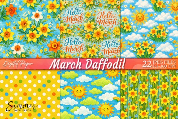 Yellow Spring Daffodil March Paper Pack